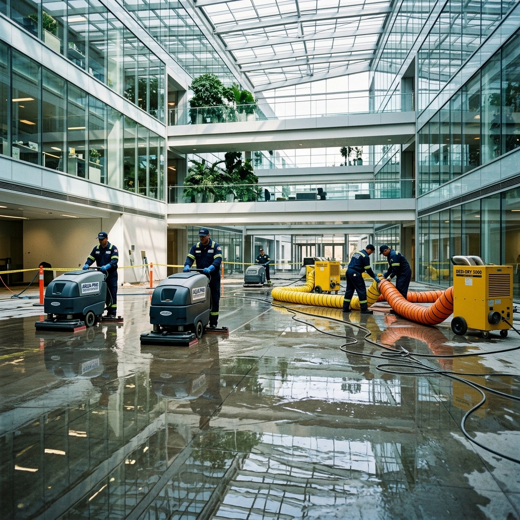 Commercial Water Extraction professionals responding to emergency in Hartford, CT - Ergon Restoration